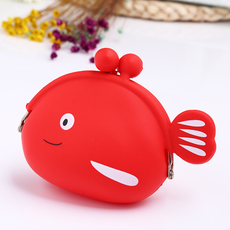 Custom Cute Fish Silicone Coin Purse | Mini Waterproof Change Pouch with Kiss Lock, Cartoon Animal Wallet for Kids & Girls, Multicolor - 图片 3