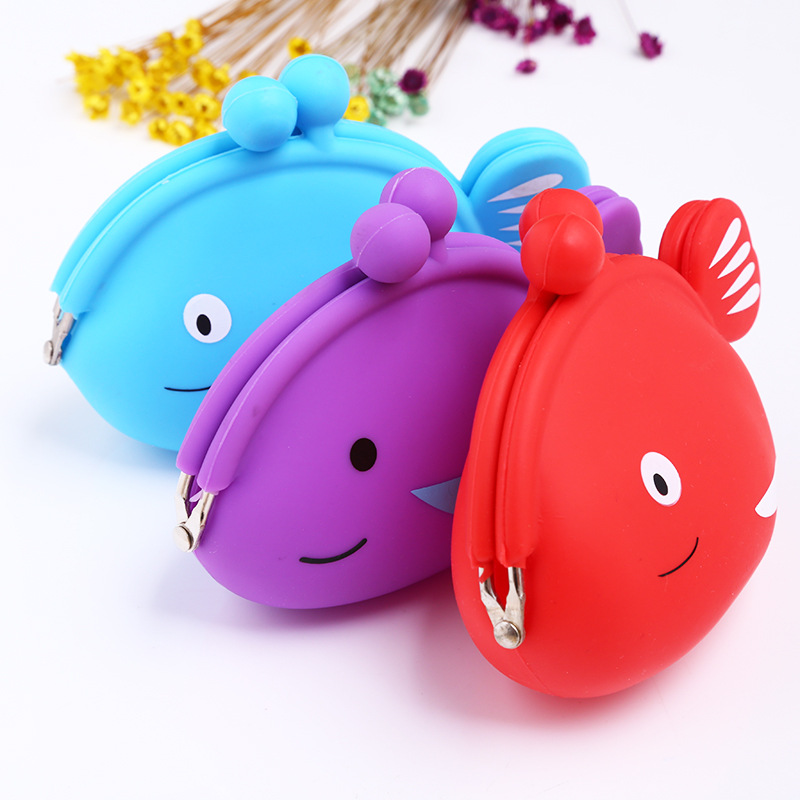 Custom Cute Fish Silicone Coin Purse | Mini Waterproof Change Pouch with Kiss Lock, Cartoon Animal Wallet for Kids & Girls, Multicolor - 图片 4
