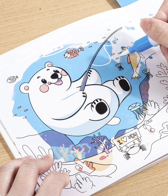 Reusable Magic Water Painting Book for Toddlers - No Mess Water Reveal Coloring Book with Ocean/Dinosaur/Animal/Transportation Themes - 图片 6