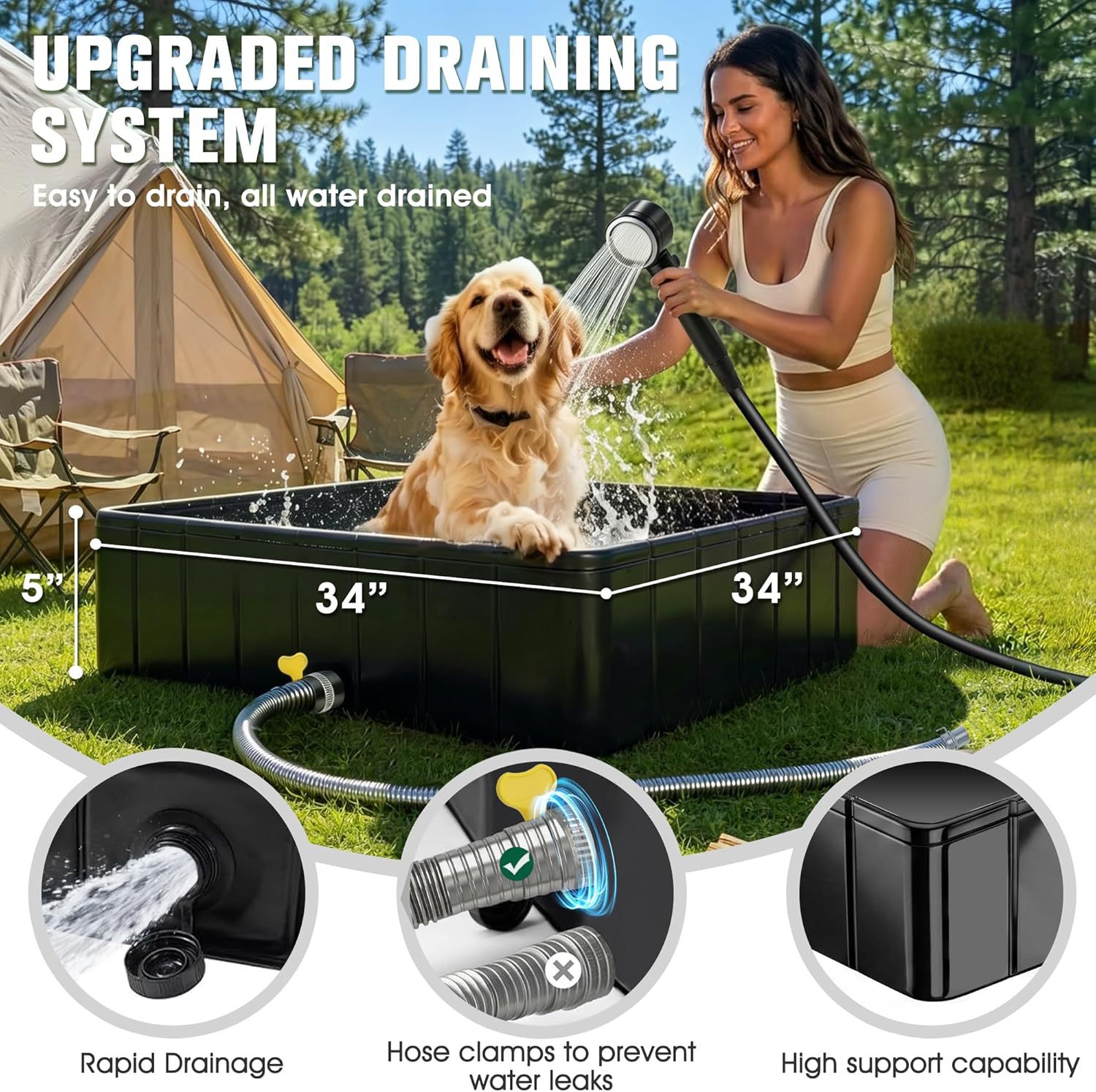 Rechargeable Portable Outdoor Shower Pump with Smart LED Temperature & Battery Display, 5 Pressure Modes Camping Car Shower System - 图片 8