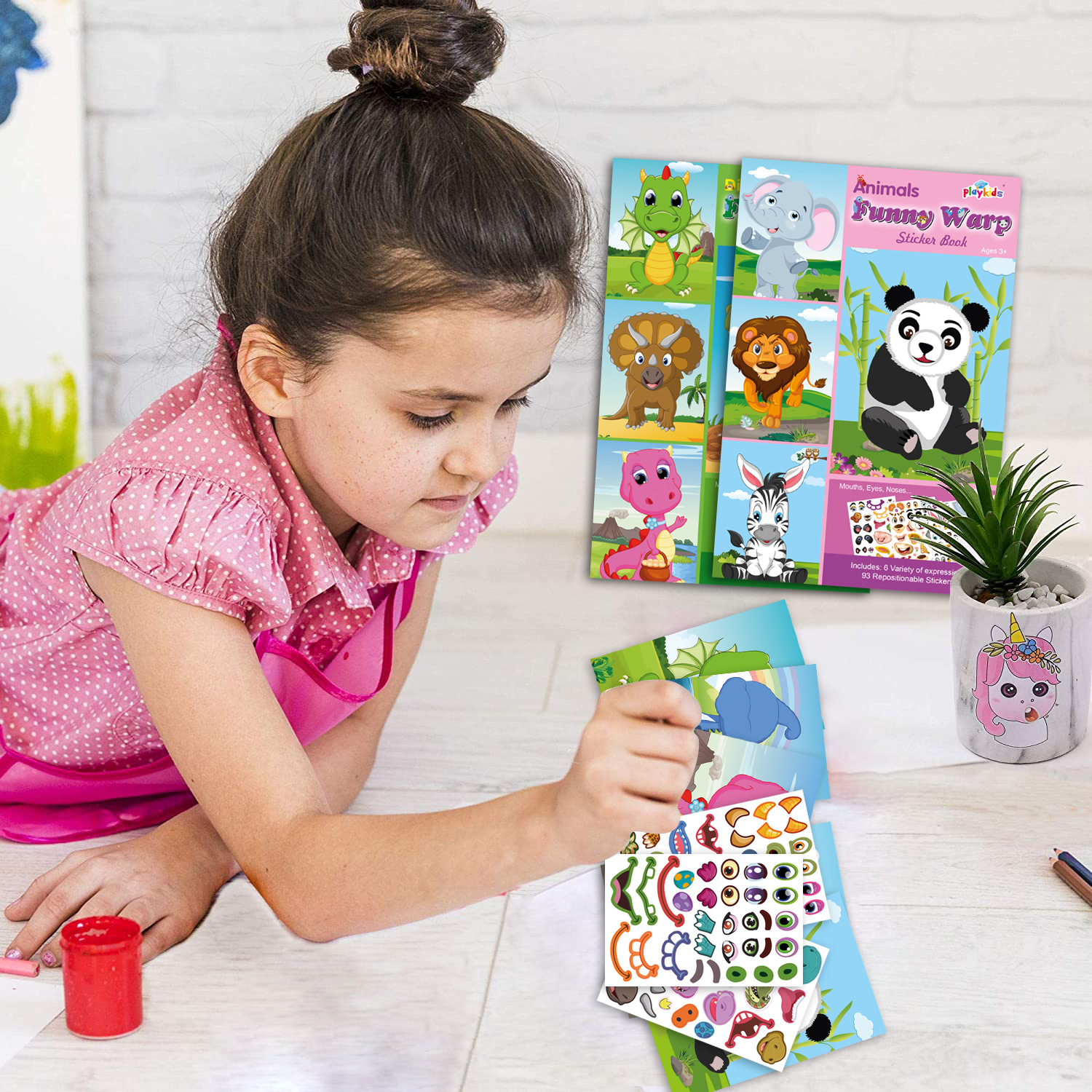 3 Styles Mix & Match Face Stickers | Animal, Dinosaur & Princess DIY Craft Stickers for Kids - 图片 3