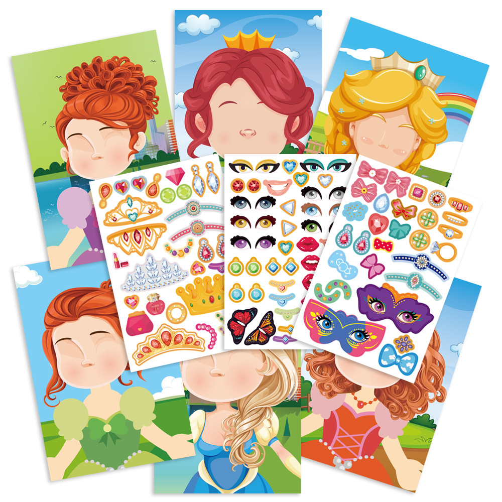 3 Styles Mix & Match Face Stickers | Animal, Dinosaur & Princess DIY Craft Stickers for Kids