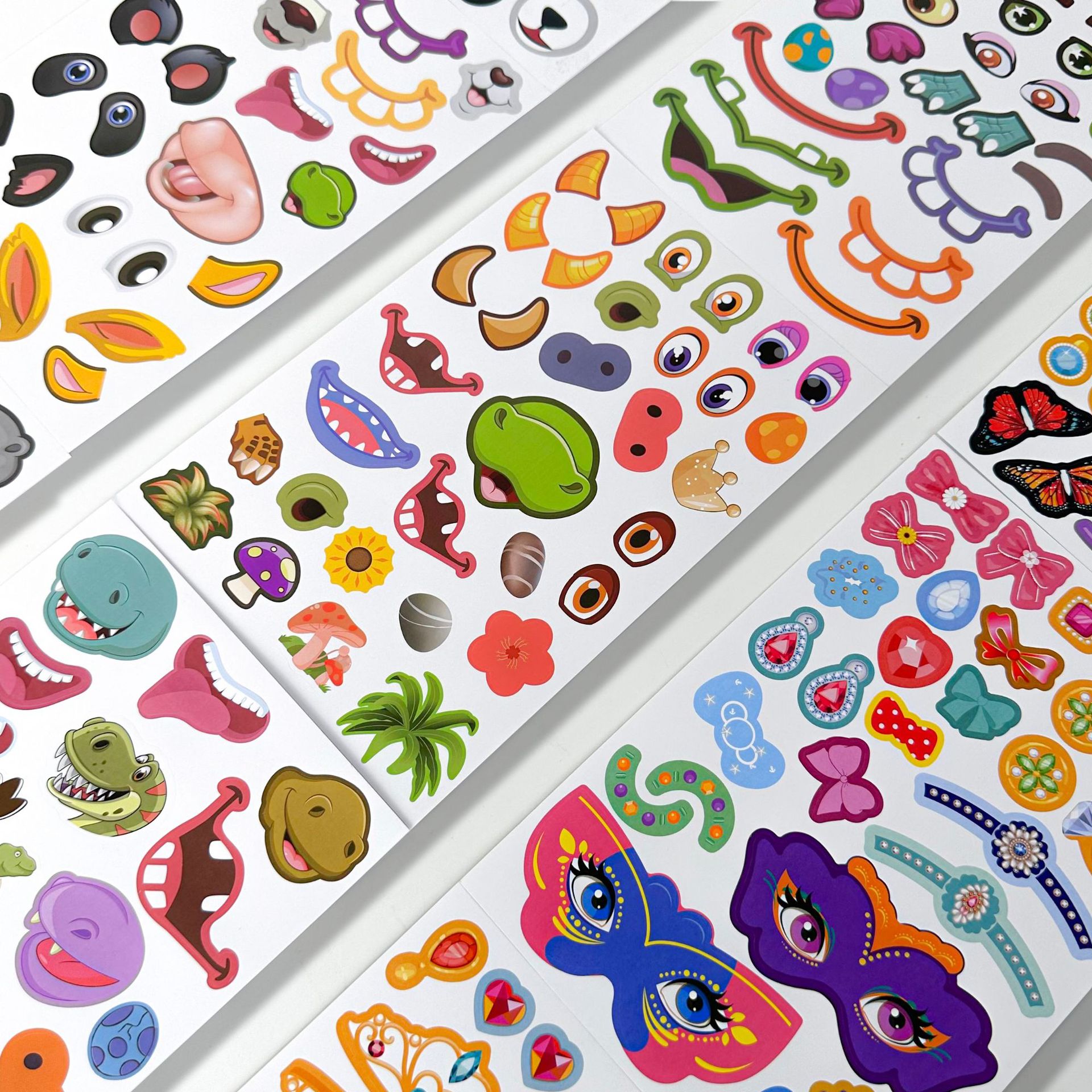 3 Styles Mix & Match Face Stickers | Animal, Dinosaur & Princess DIY Craft Stickers for Kids - 图片 5
