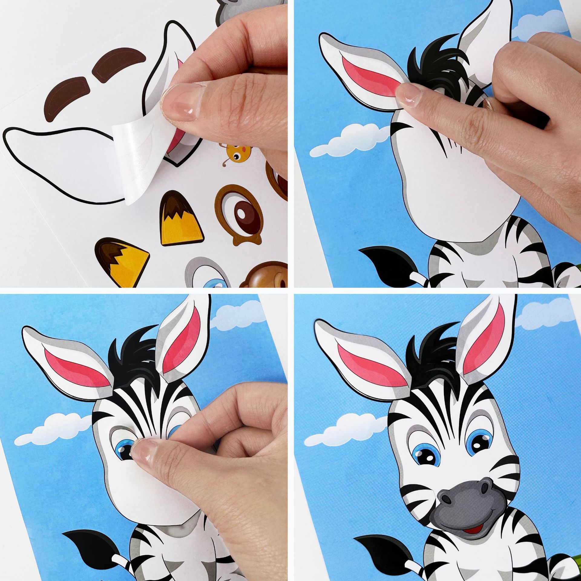 3 Styles Mix & Match Face Stickers | Animal, Dinosaur & Princess DIY Craft Stickers for Kids - 图片 7