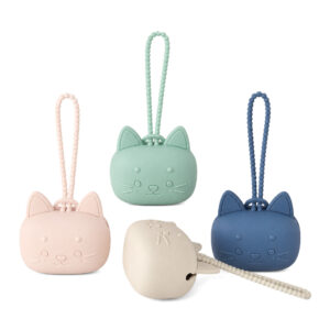 Cute Cat Silicone Pacifier Holder Case, Portable BPA‑Free Pacifier Storage Box with Lanyard for Stroller Diaper Bag