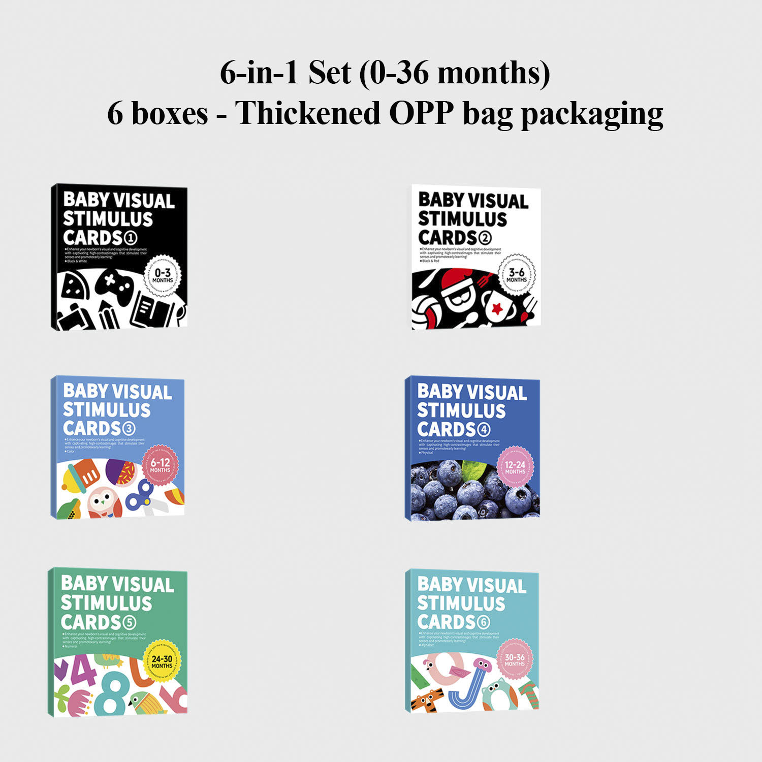 Multi‑set Baby Visual Stimulus Flash Cards for 0‑36 Months Infant Double‑sided High Contrast Cognition Cards Boost Baby Visual Development Ideal Newborn Educational Gift - 图片 9