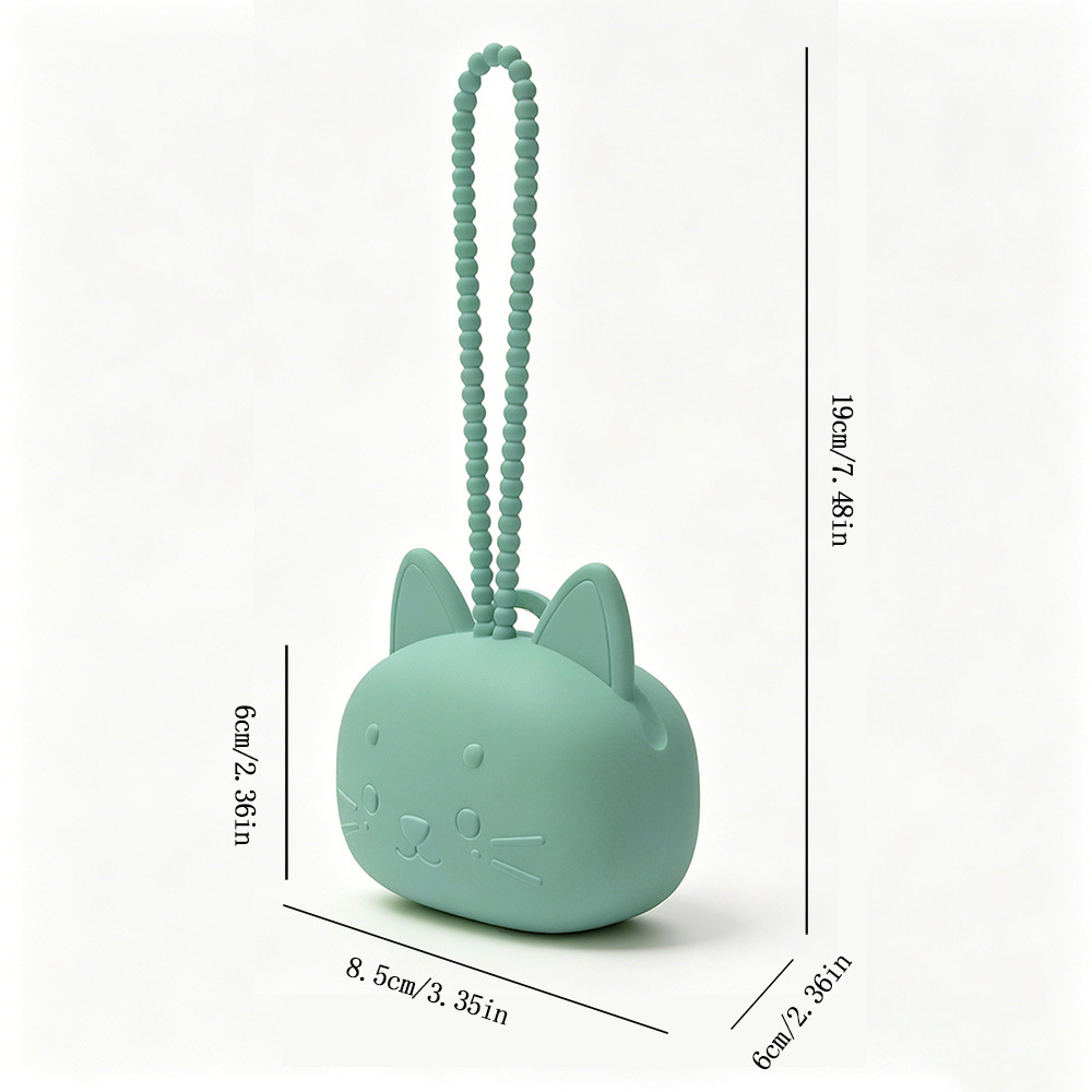Cute Cat Silicone Pacifier Holder Case, Portable BPA‑Free Pacifier Storage Box with Lanyard for Stroller Diaper Bag - 图片 7
