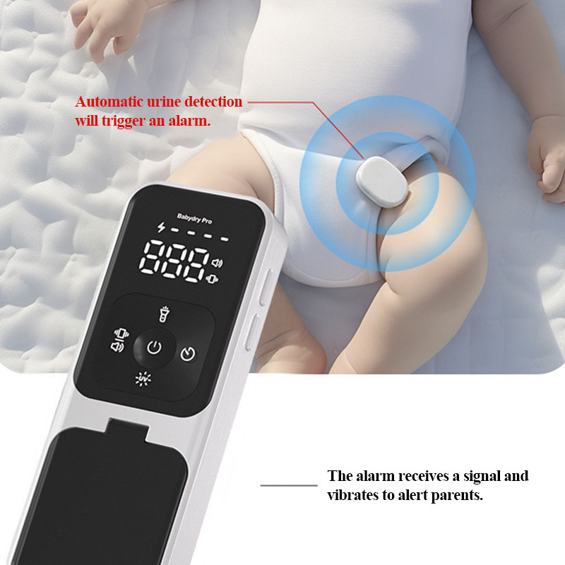 Smart Baby Urine Wetness Alarm Monitor, Wireless Baby Wet Diaper Sensor with Vibration Alert, UV Sterilization, Night Light, Feeding Reminder for Newborn Infant Care - 图片 5